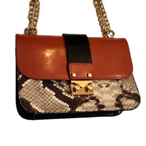 WOMENS Vittoria Napoli made in Italy snakeskin & leather shoulder bag & Keychain
